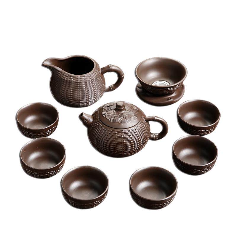 陶瓷宜兴特价竹编包邮紫砂茶具