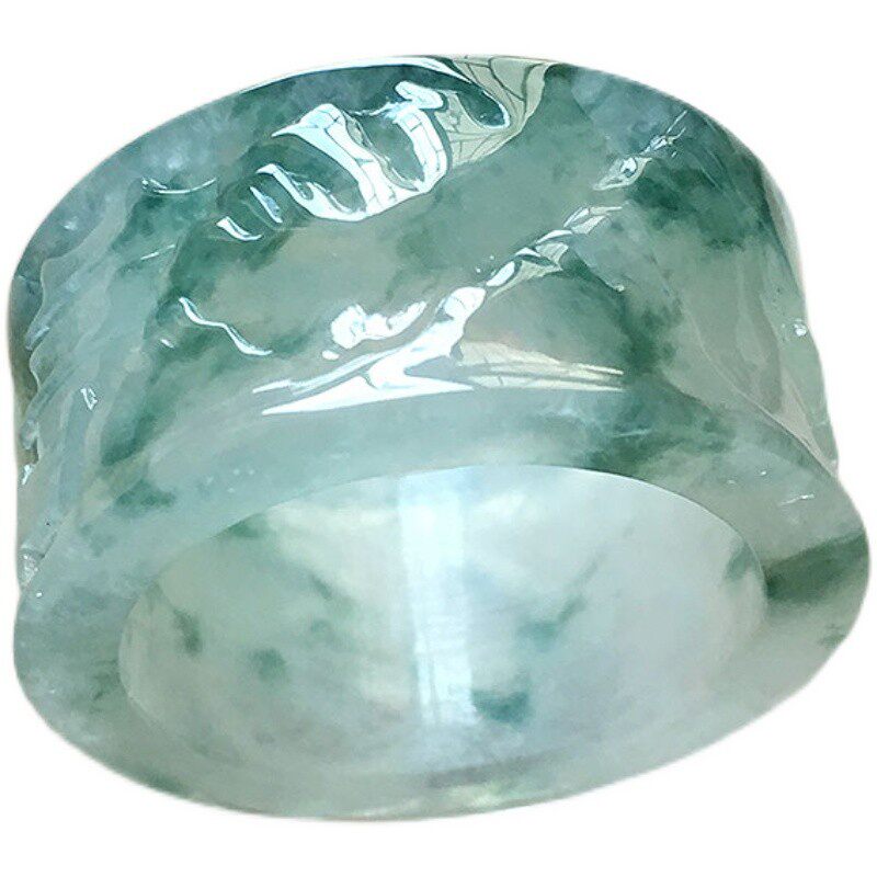 冰种文玩扳指缅甸翡翠帝王山水