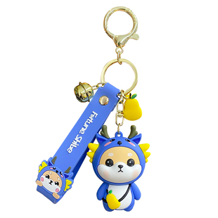 2026年新款十二生肖柴小龙车钥匙扣男士钥匙链女精致书包挂件饰品