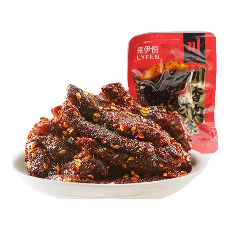 来伊份川香牛肉条500g袋装麻辣味牛肉干四川特产小吃办公休闲零食