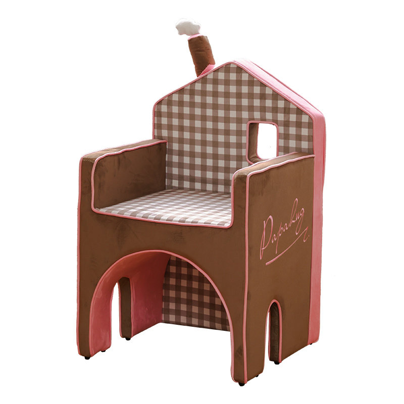 PAPAHUG 餐椅单人沙发椅子房子造型餐桌椅梳妆椅单人椅子靠背椅