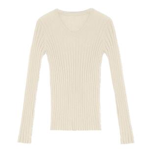 concise-white/简白女竖纹修身打底衫毛衫银泰百货 301257