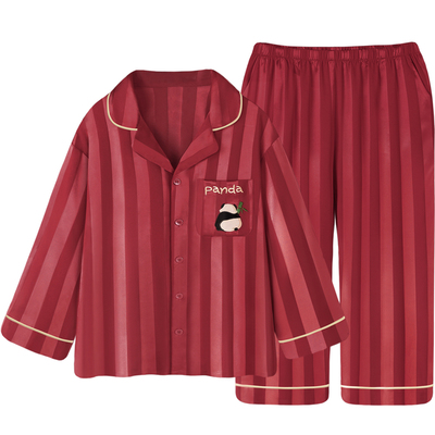 睡衣男款红色熊猫本命年家居服