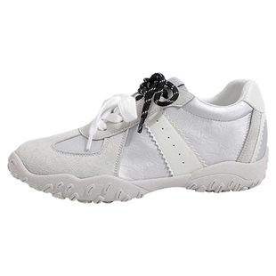 芭蕾风德训鞋女老爹鞋厚底真皮百搭内增高休闲运动鞋透气小白鞋