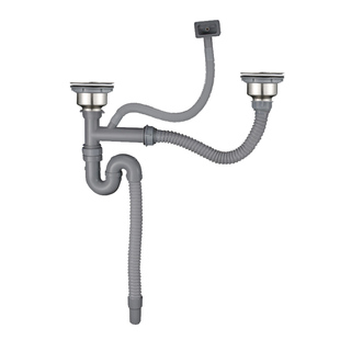 厨房洗菜盆下水管管道配件水槽双槽水池器洗碗池排水管子套装提篮