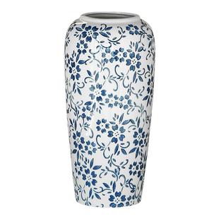 五代果花瓶青花瓷复古中式景德镇陶瓷茶室客厅玄关干花摆件花器