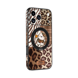 豹纹小马适用苹果17promax手机壳新款高档皮纹iphone16por磁吸ai按键全包防摔小羊皮秋冬pm可爱保护套外壳女