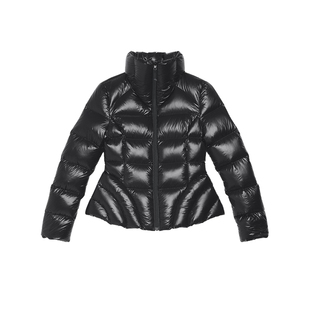 亮面无胆防绒面料 半圆女装[运动]2025冬季黑色修身收腰羽绒服女