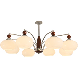 2025新款中古风客厅吊灯餐厅灯卧室灯新中式实木胡桃木色中山灯具