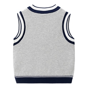 儿童毛衣马甲男孩春秋款针织背心宝宝洋气马夹外穿男童学院坎肩潮