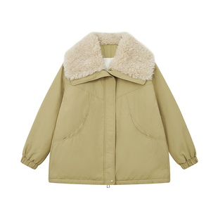 大嘎daga巨好看派克羽绒服女冬2026新款超火羊羔毛领小个子厚外套