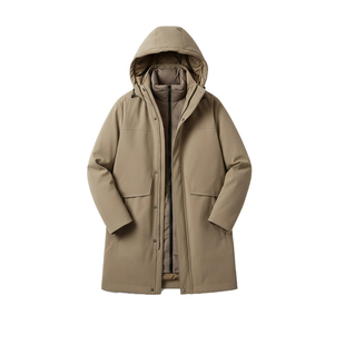 鸭鸭羽绒服男款2025年冬季新品商务连帽立领鹅绒外套男友总裁系列