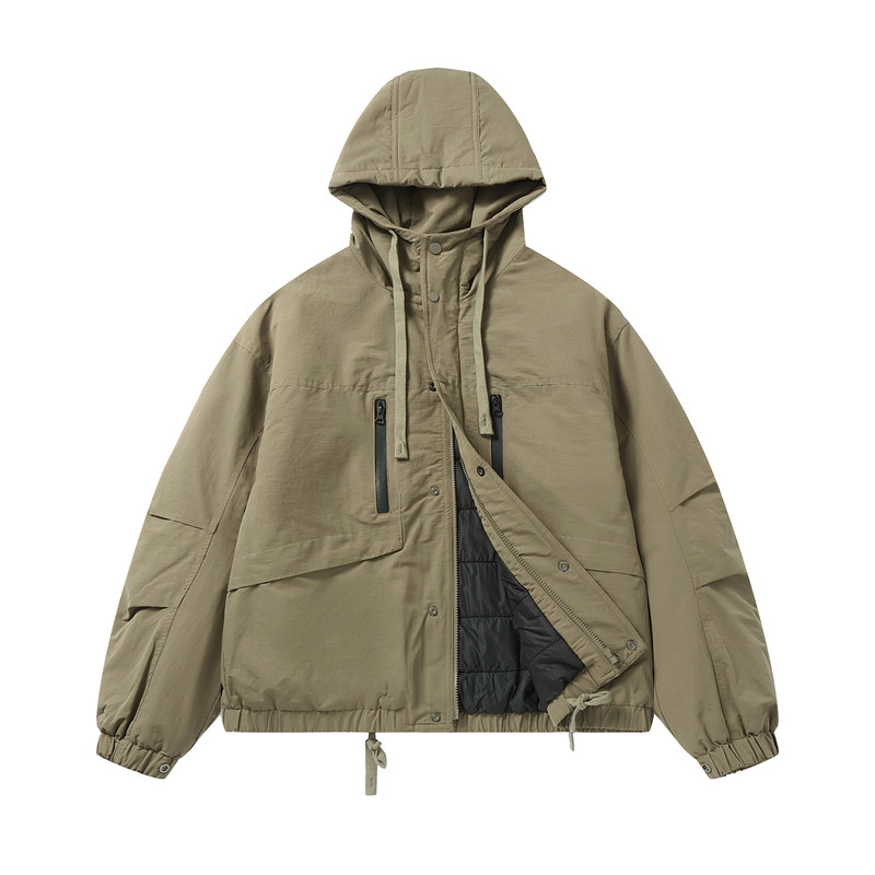 美式户外机能工装风连帽冲锋衣棉服男宽松保暖加厚夹克潮牌外套