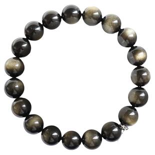 瓦萨比天然猫眼银曜石手链情侣金曜石手串黑曜石水晶送男朋友礼物