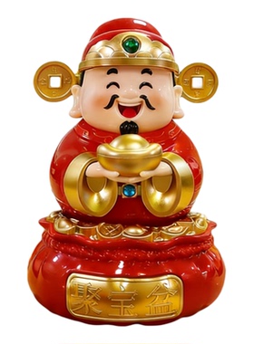 财神爷摆件自动点头摇摆电池太阳能车载桌面五路财神2026新款爷