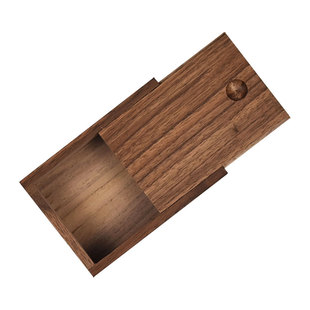 黑胡桃实木复古小木盒定做抽拉式扑克棋牌盒定制天地盖收纳木盒子