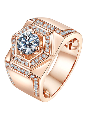 莫桑奢华霸气风男士戒指个性定制