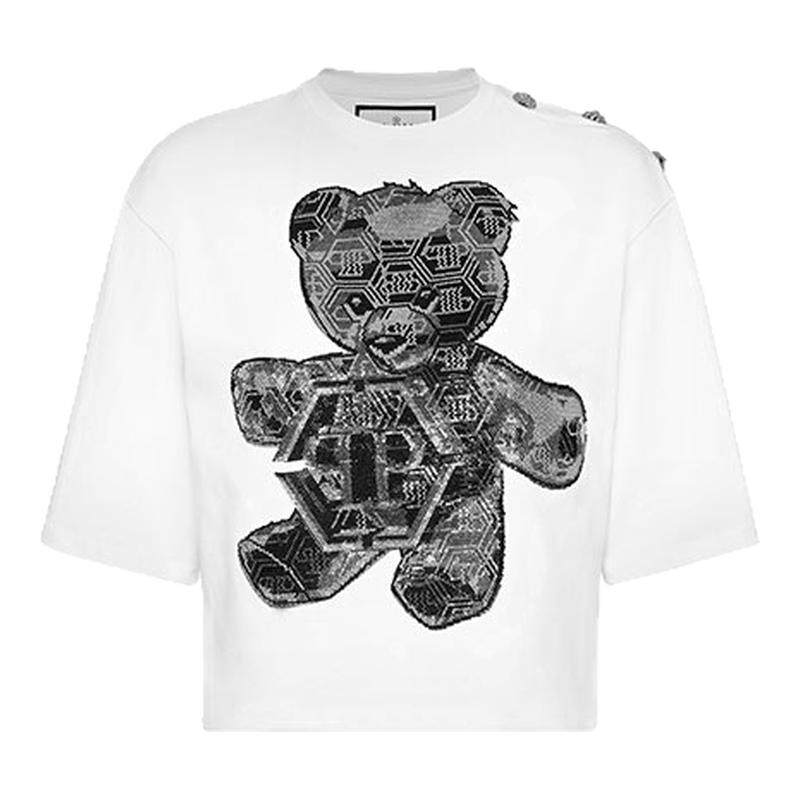 PHILIPP PLEIN 女士泰迪熊短款圆领短袖T恤