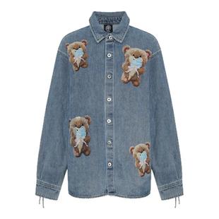 TCH轻奢潮牌烫钻美式休闲宽松牛仔衬衫外套男女同款T75C13E9010