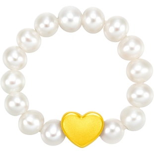 周大福SOINLOVE「宝藏女孩」爱心月亮星星黄金珍珠戒指生日礼物