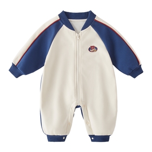 冬季连体衣婴儿男幼童哈衣运动帅气幼童秋冬宝宝加绒潮新生儿冬装