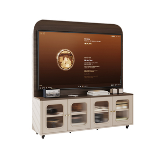 中古风可移动电视柜客厅家用收纳储物柜一体小户型落地电视机支架