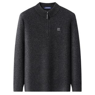 [重磅加厚/纯羊毛]梦特娇25冬季男士半高领拉链绵羊毛衫保暖毛衣J