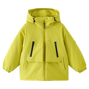 男童夹棉冲锋衣棉服2025冬装新款儿童保暖加厚防水连帽棉衣外套