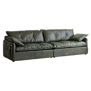 赫本黑色沙发全真皮进口头层牛皮大户型四人位高端大气苯胺皮直排