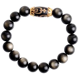 心斋堂【财富宝瓶】天然金曜石手串女猫眼黑曜石手链男款天珠礼物