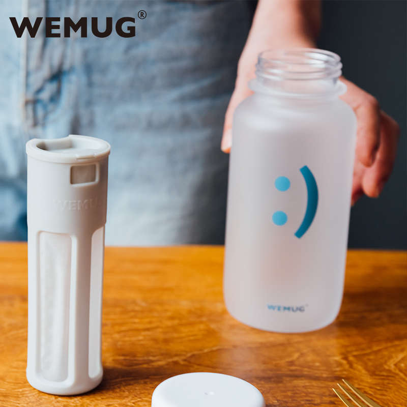 WEMUG森系小清新笑脸冷泡杯太空杯耐高温冷萃咖啡杯便携随手水杯