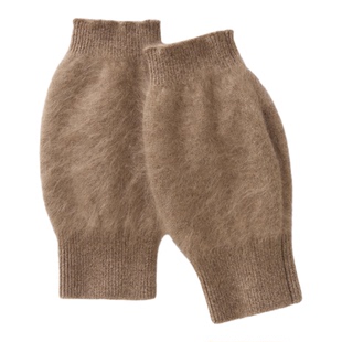 皇室拉绒！秋冬新款100%纯山羊绒手套女半指露指保暖针织毛线手套