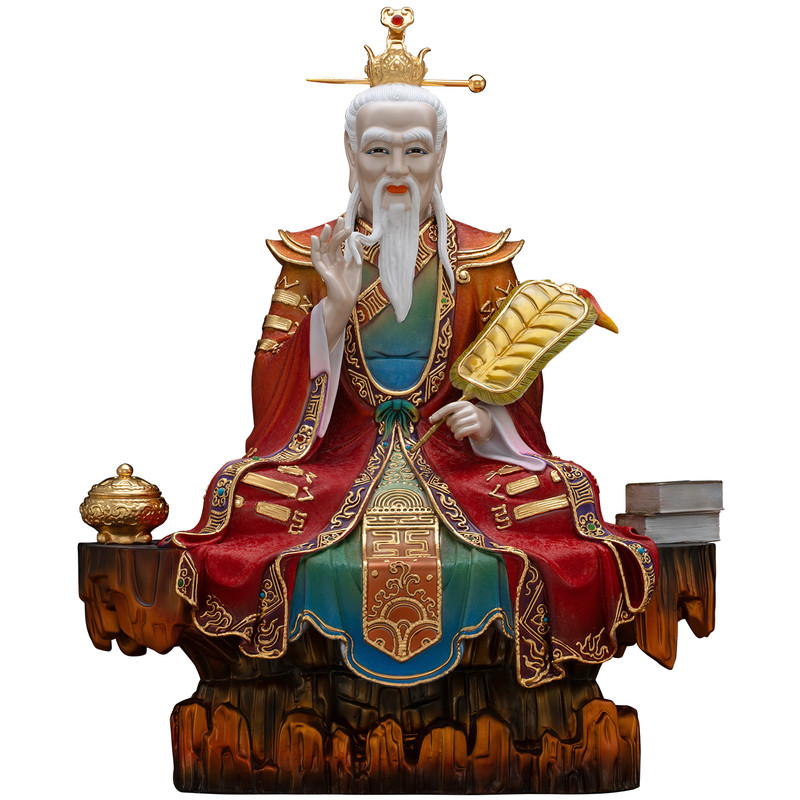 铜彩贴金太上老君神像供奉摆件