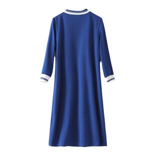 M2女装品牌折扣连衣裙女法式小香风春秋弹力气质洋气宽松中长款