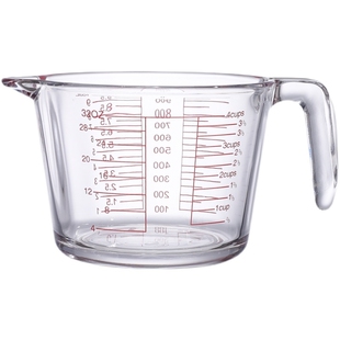 高鹏玻璃量杯带刻度耐高温厨房家用有柄大容量打蛋杯毫升计量水杯