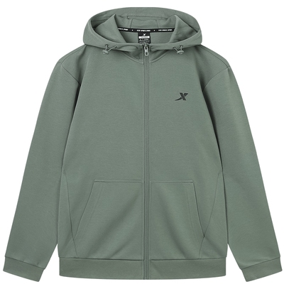 特步黑色连帽男士卫衣