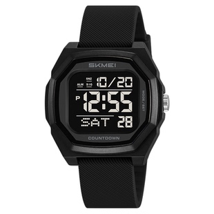 skmei时刻美时尚多功能学生男士倒计时腕表防水户外运动方形手表