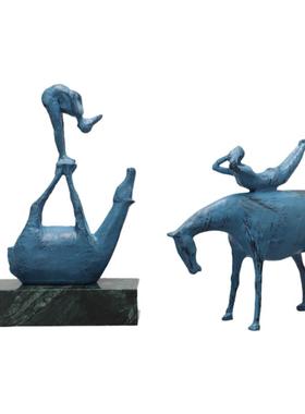 欧式创意简约金属牧马人摆件