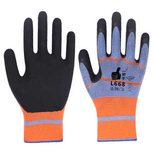 登升一把手L668手套劳保耐磨工作工地男干活透气防滑发泡薄款高弹