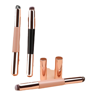 二合一便携唇刷硅胶粉底刷口红刷遮瑕刷美甲拍拍笔双头刷头带盖款