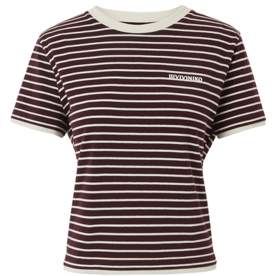 IIIVIVINIKO2025春新款休闲撞色条纹假两件修身T恤女B510516368B