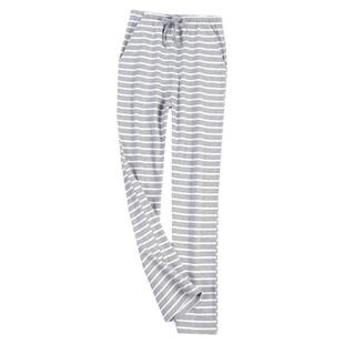 日系95%棉睡裤女士纯棉长裤春秋款家居裤宽松居家长裤条纹针织棉