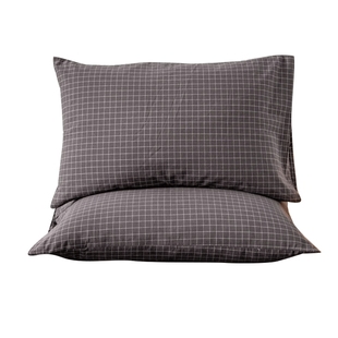 新款A类纯棉色织水洗棉单品枕套48x74cm一对枕头套格子款家用宿舍