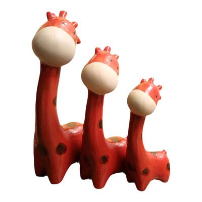 幸福小鹿陶瓷摆件花园软装饰美式