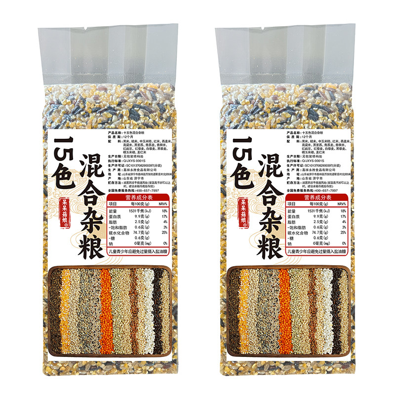 呆呆菇娘 十五色杂粮2/5斤山东黑米糙米胚芽米全谷物混合粥饭团