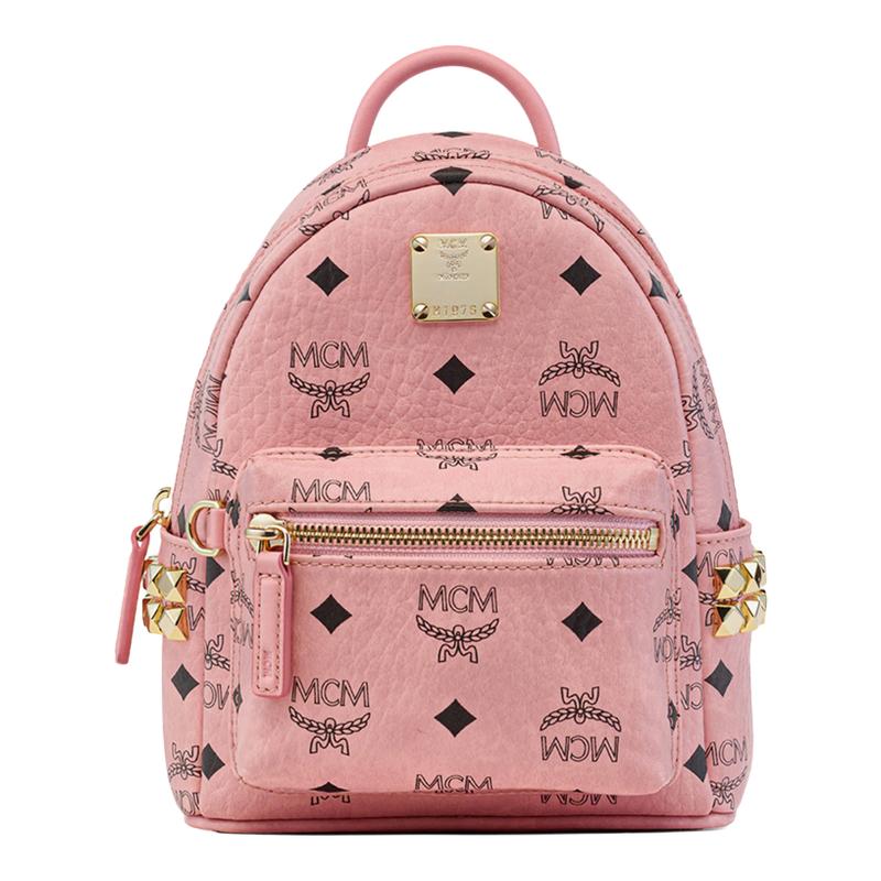 【新品】 MCM STARK超迷你桃花粉双肩包斜挎背包旅行背包专享挂件