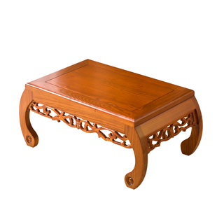 老榆木雕花榻榻米茶几实木飘窗矮桌中式家用地台阳台炕桌休闲茶台