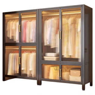 钢制衣柜卧室家用出租房用简易组装铁皮金属组合衣橱衣帽间储物柜