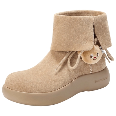 TATA他她黄油小熊雪地靴冬鞋子2025新款棉鞋厚底保暖鞋4RY01DD5
