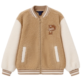 POLOWALK童装男童外套加绒25秋冬学院风夹克保暖休闲泰迪绒上衣